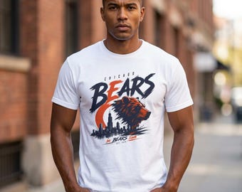 Chicago Bears Bear Head Skyline T-Shirt | Football Team Fan Tee