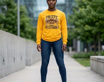 Pretty with a Wild Side Long Sleeve Tee | Leopard Lip Graphic
