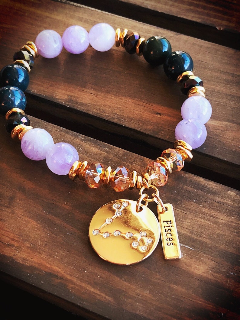 Pisces' Birthstone Bracelet/Amethyst & Bloodstone Etsy