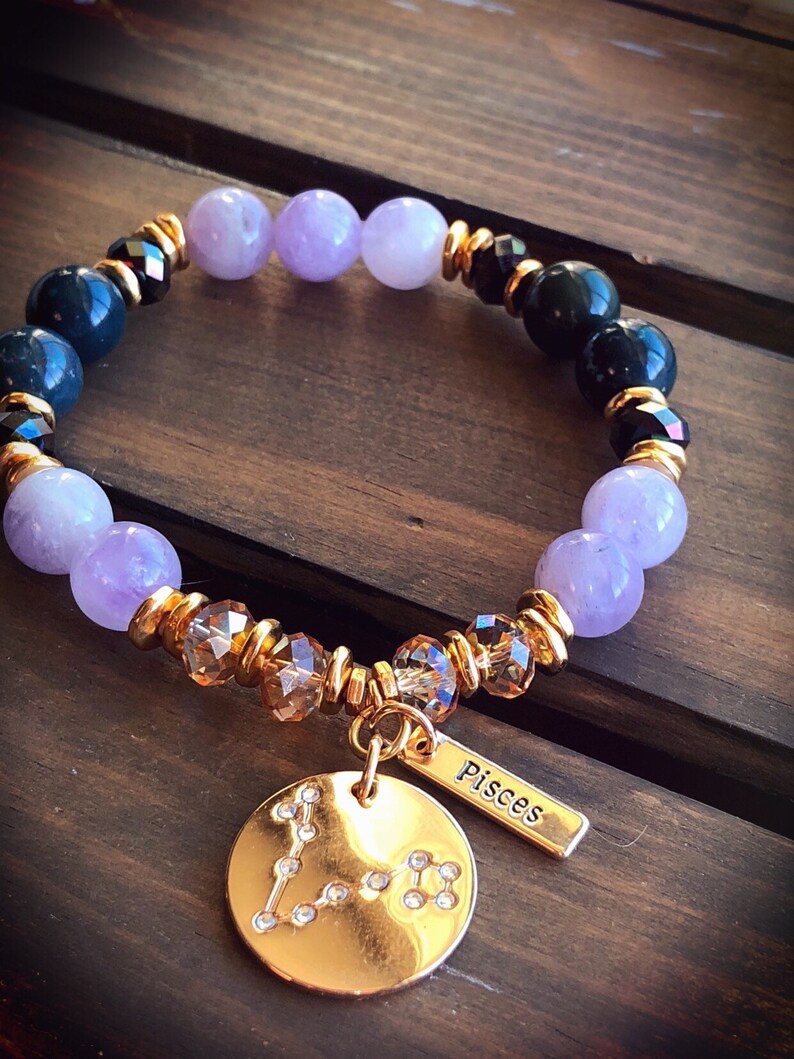 Pisces' Birthstone Bracelet/Amethyst & Bloodstone Etsy