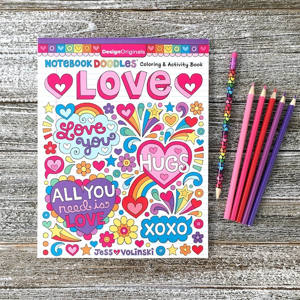 LOVE Ausmal-Aktivitätsbuch • Notizbuch Doodles von Jess Volinski • Kinder Kinder Tweens Erwachsene • Dankbarkeit für Freunde & Familie