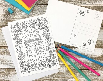 Love Coloring Postcard by Amber Leaders 5x7 includes 1 sticker