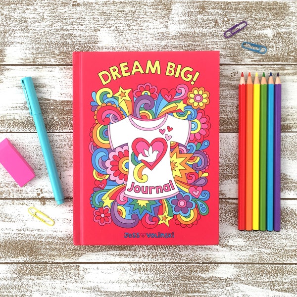 GUIDED WRITING JOURNAL Notebook Doodles Dream Big • Fashion Inspiring Writing Prompts + Coloring Pages, Gift 4 Creative Writers, Kids Tweens