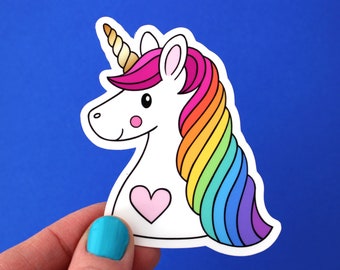 RAINBOW UNICORN Vinyl Decal Sticker • Magical Rainbow Ombre Hair, Fairy Tale, Car, Water Bottle Decal, Gift, Cute Laptop Sticker, Kids Tween