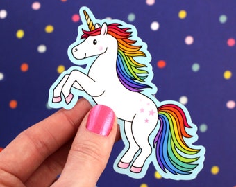 UNICORN REARING Rainbow Vinyl Decal Sticker • Laptop Decal, Gift, Magical, Laptop & Phone Case Sticker, Car Decal, Kids, Positivity, Happy