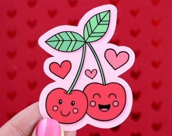 HAPPY CHERRIES Cherry So Sweet Vinyl Decal Sticker •  Love Laptop Decal, Gift, Laptop & Phone Case Sticker Kids, Tween, Adorable, Valentines