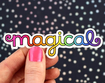 MAGISCHE Script Hand-Belettering Schattige Regenboog Vinyl Sticker • Schattige Laptop Sticker, Meisjes Cadeau, Auto Sticker, Waterfles, Sprookje