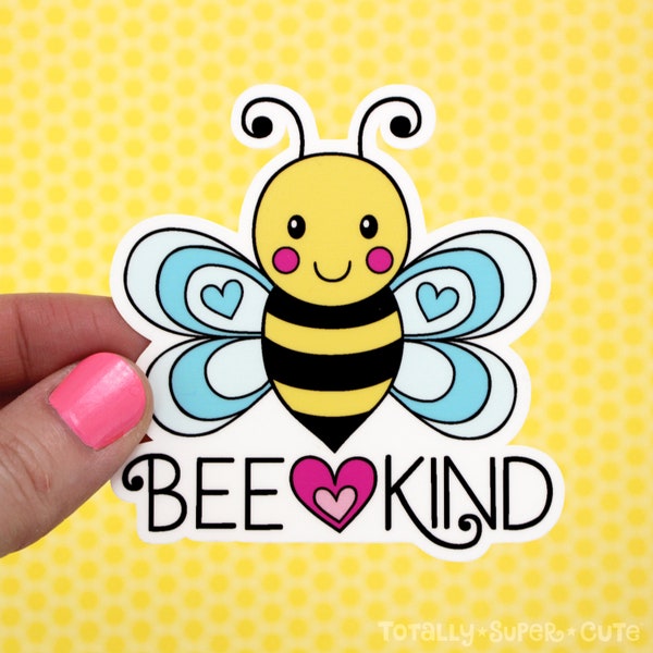 BEE KIND Vinyl Decal Sticker •  Adorable Sticker, Funny Animal Pun, Nature, Car Decal, Gift, Laptop Sticker, Kids Decor, Nursery, Tween