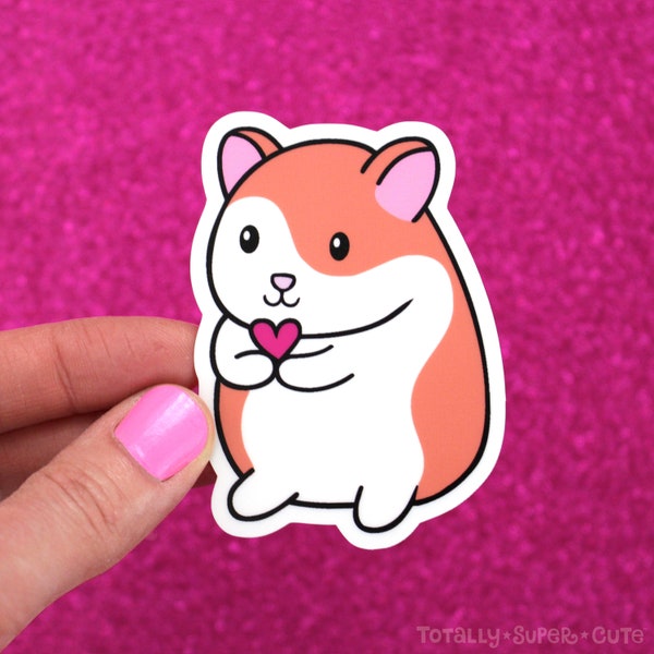 CUTE HAMSTER Vinyl Aufkleber Aufkleber • entzückende Tier Haustier Aufkleber, glücklich Hamster, Auto Aufkleber, Geschenk, Laptop-Aufkleber, Kinder Dekor, Kindergarten, Tween