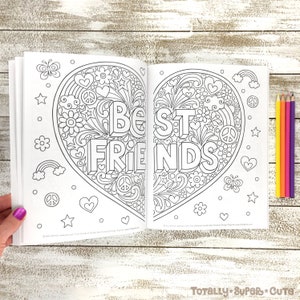 BEST FRIENDS Coloring Book Notebook Doodles by Jess Volinski Coloring for Kids Children Tweens Adult Positivity Friendship Girls Gift image 6