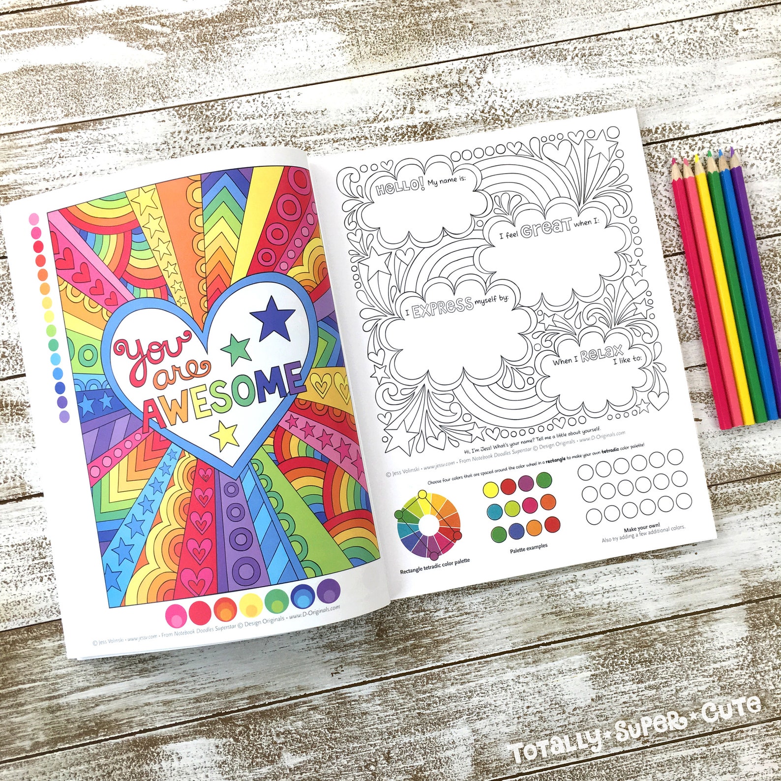 SUPERSTAR Coloring Book Notebook Doodles by Jess Volinski Etsy