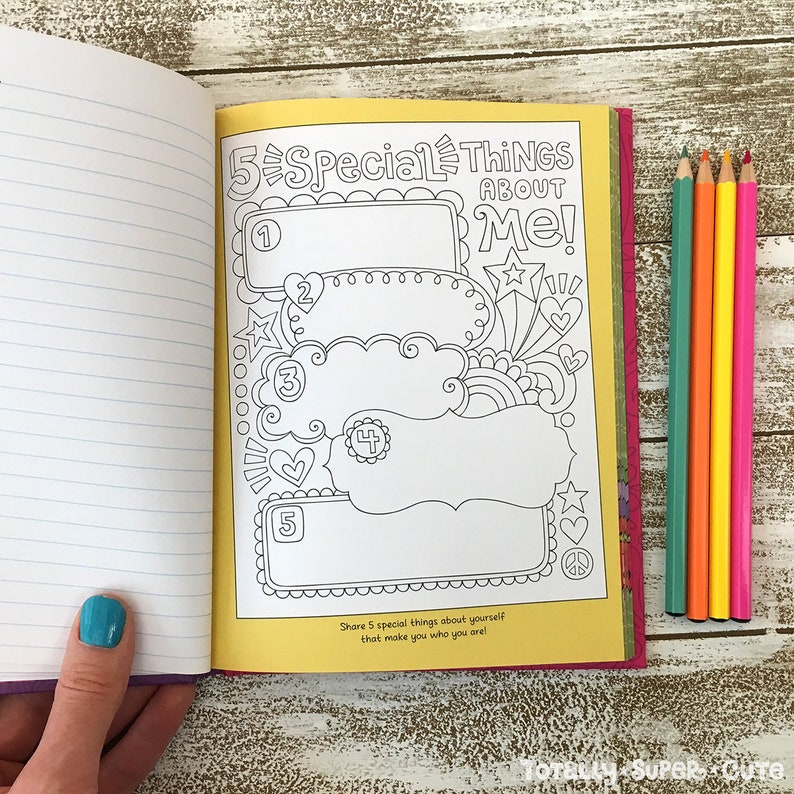 GUIDED WRITING JOURNAL, Notebook Doodles Go Girl Inspiring Writing Prompts & Coloring Pages, Perfect Gift for Creative Writers, Kids Tweens image 4