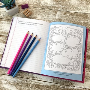 GUIDED WRITING JOURNAL, Notebook Doodles Go Girl Inspiring Writing Prompts & Coloring Pages, Perfect Gift for Creative Writers, Kids Tweens image 2