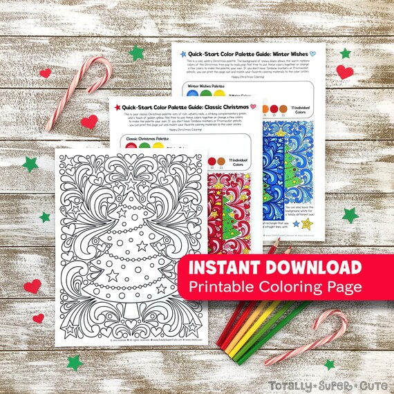 INSTANT DOWNLOAD Christmas Tree Swirls Adult Coloring