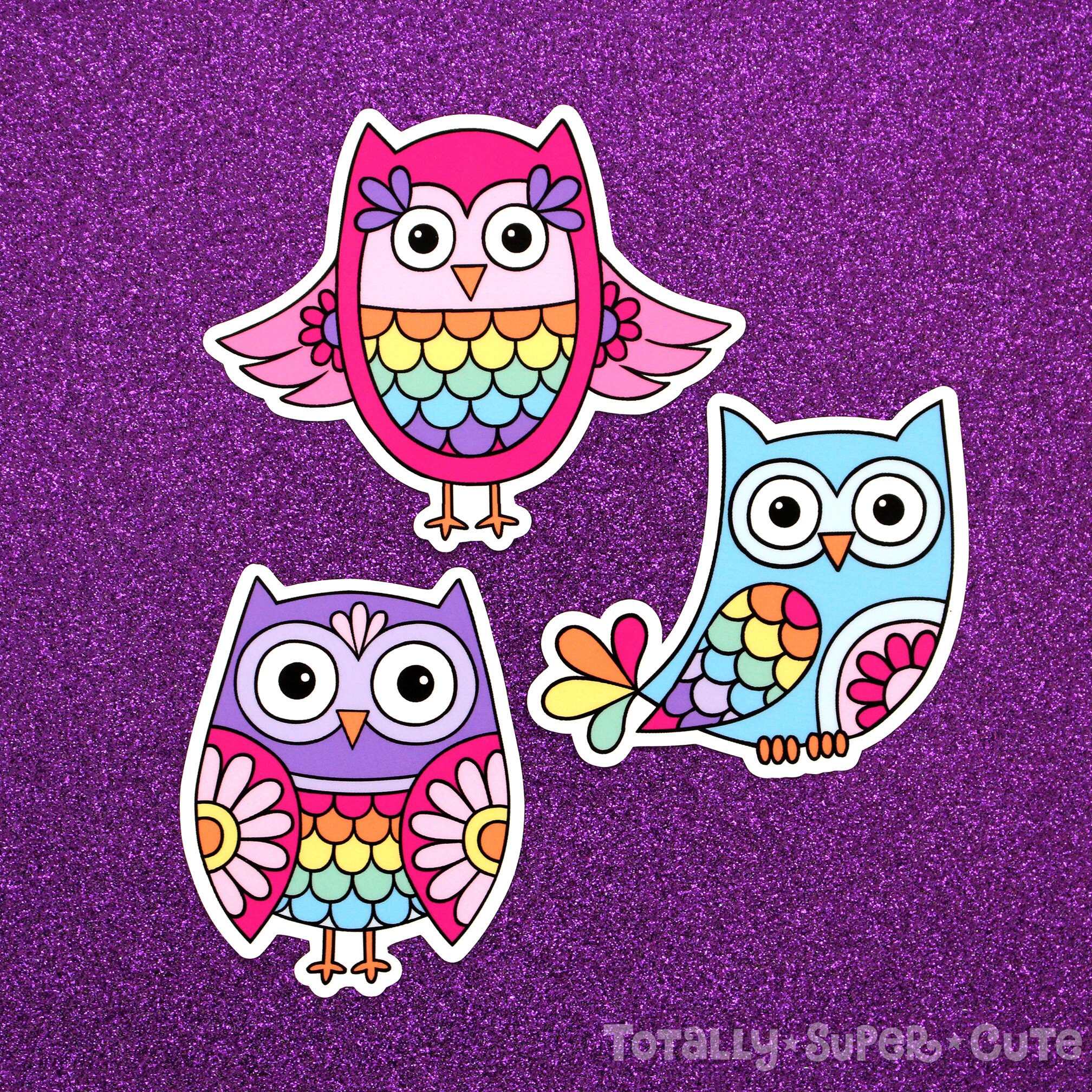 CUTE OWLS Vinyl Decal Sticker Set Three Cute Owls Adorable Etsy UK