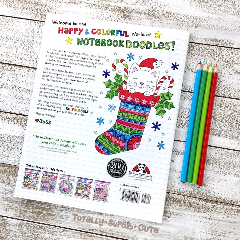 CHRISTMAS Coloring Book Notebook Doodles by Jess Volinski Coloring for Kids Children Tweens Adult Holiday Gift Stocking Stuffer image 9