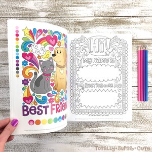 BEST FRIENDS Coloring Book Notebook Doodles by Jess Volinski Coloring for Kids Children Tweens Adult Positivity Friendship Girls Gift image 3