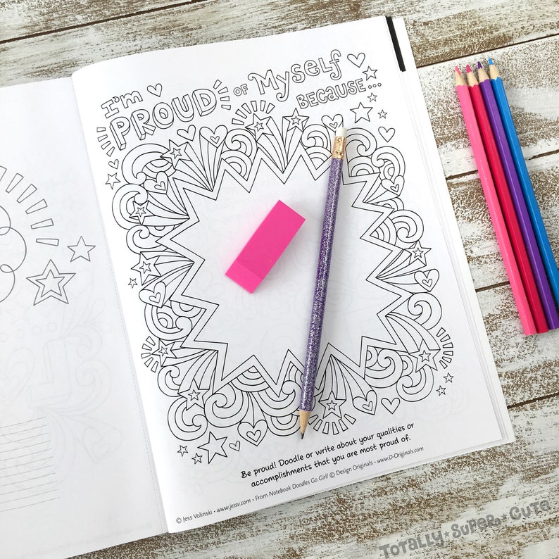 GO GIRL Coloring Book Notebook Doodles by Jess Volinski Etsy