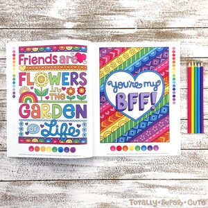 BEST FRIENDS Coloring Book Notebook Doodles by Jess Volinski Coloring for Kids Children Tweens Adult Positivity Friendship Girls Gift image 2