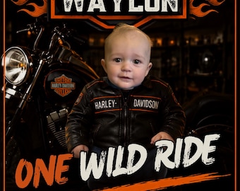 Motorcycle Birthday Invitation | One Wild Ride 1st Birthday (Digital Download)