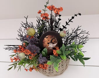 Halloween bloemstuk, spookmand, griezelige herfstdecoratie, vintage Halloween wanddecoratie, herfstdecoratie voor op een plank of haak.