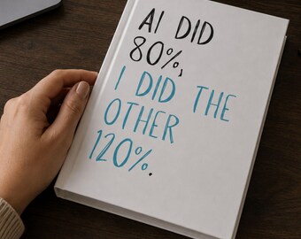 Funny AI Journal for Work – AI Did 80 Percent, I Did the Other 120 Percent | AI Humor Gift for Professionals, Work Notebook