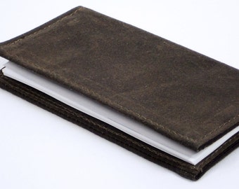 Handmade Brown Waxed Canvas Checkbook Cover, Unisex Accessory Gift Made to Order by WhiteCrossDesigns