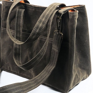 Cabas City en toile cirée, sac bandoulière, sac à main à bandoulière, cuir végétalien WhiteCrossDesigns ; MGX TOTE expédié des États-Unis