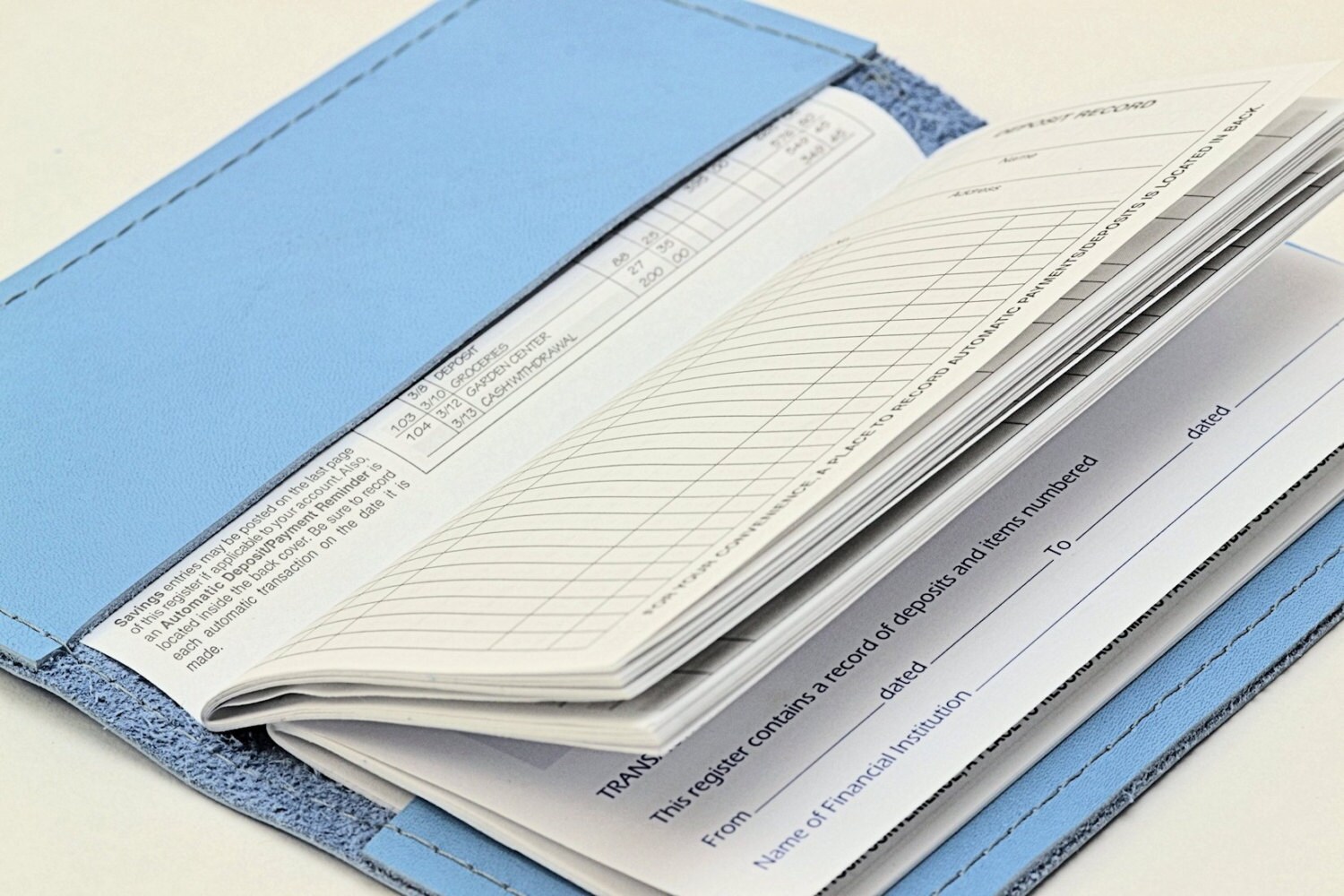 Sky Blue Leather Basic Checkbook Cover, Handmade Blue Check Book Cover ...