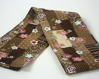 Draft Stopper in Brown Multi Patchwork Print,  Window Breeze Blocker, Unfilled Draft Guard, Energy Saver, by WhiteCrossDesigns in USA