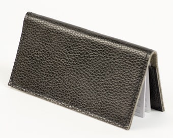 Leather Charcoal Grey Checkbook Cover, Handmade Unlined Check Book Cover, Unisex Gift by WhiteCrossDesigns in USA