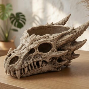 Dragon Skull Planter STL – Fantasy Gothic Home Decor Succulent Holder (Digital Download)