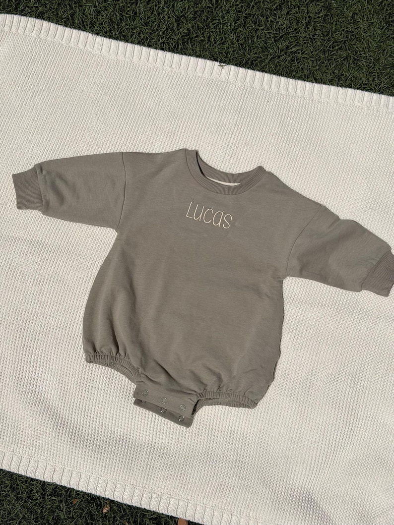 Personalized Embroidered Baby Bubble Romper | Custom Name Outfit, Thyme ...