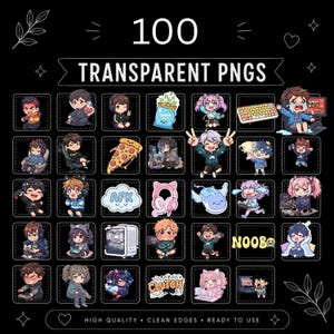 Kawaii Gamer Chibi Stickers Pack, Pastel Gaming Laptop Planner (Digital Download)
