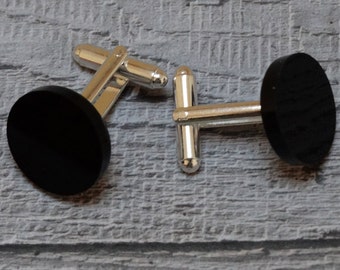 Black and Silver Cufflinks – perspex discs