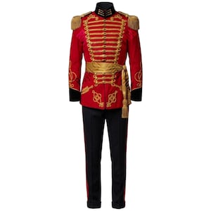 British Grenadier Inspired Ceremonial Suit - Authentic Style Hussar Jacket with Gold Braiding