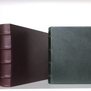 Plakboek gebonden album klein 8 x 6 inch leren omslag zware doorschijnende hoezen donkergroen