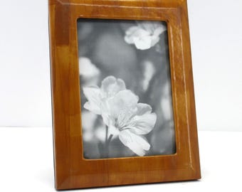 Leather Picture Frame holds 5x7" Photo Portrait or Landscape Tan