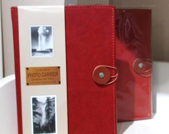 Leather Photo Carrier w Tie Small Photo Album Brag Book Clay