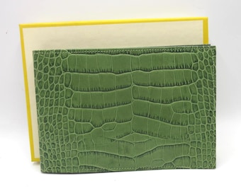 Small Photo Album Leather Horizontal Holds 20 4x6 Photos Olive GREEN