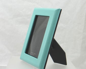 Picture Frame Leather holds 4x6" Photo Aqua