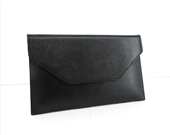 Leather Envelope 4"x7" Saffiano with Snap Tan