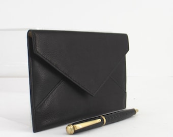 Leather Photograph Envelope 4"x7" with Snap Black