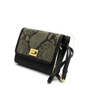 Genuine Python and Calfskin Leather Crossbody