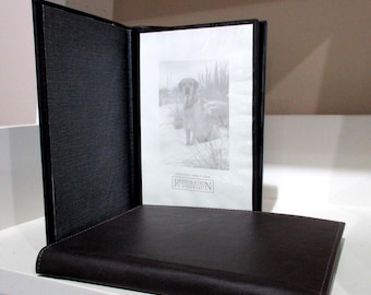 Leather Photo Album Brag Book Snall holds 20 4x6 Photos Brown