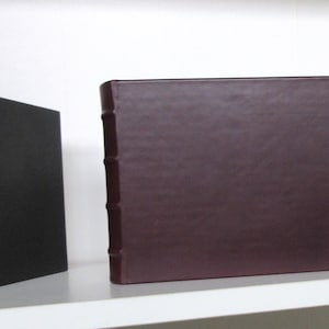 Álbum de recortes capa de couro com capa pesada e mangas translúcidas 8x6" Borgonha