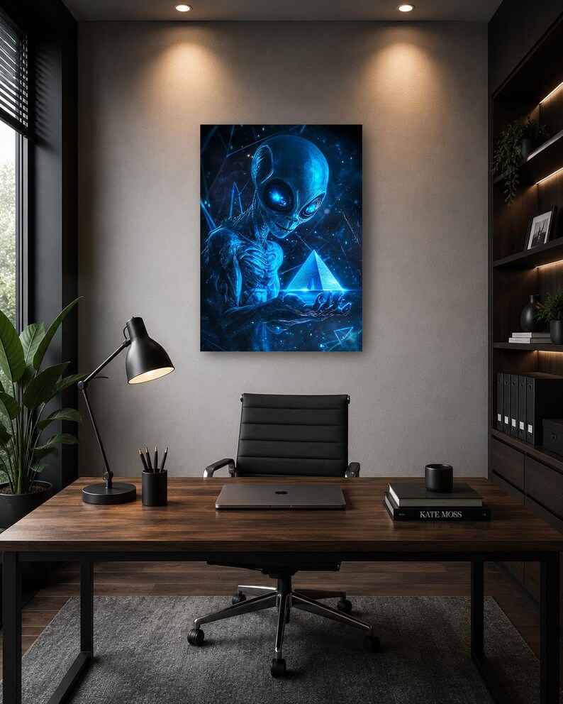 Blue Alien Wonder With Pyramid - Framed Canvas - Christmas - Gift ...