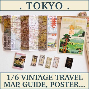 1/6 scale Travel Set for Figures - Tokyo - Japan - Miniature - Diorama - Handmade