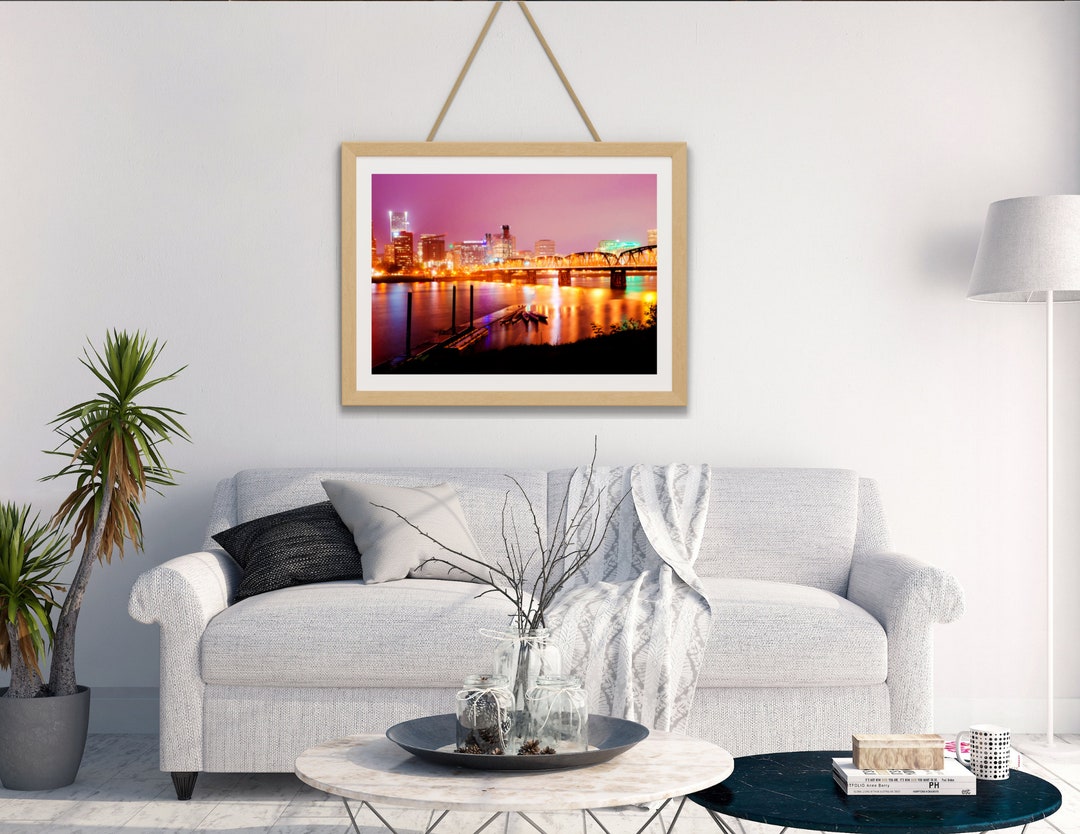 Portland Skyline 8x12 Print Downtown Neon Lights Available - Etsy