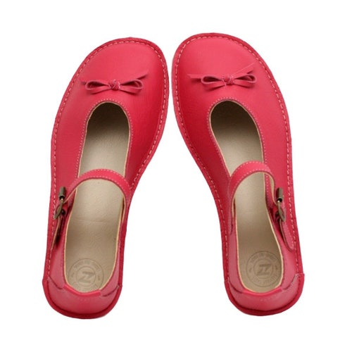 Coral pink Mary Jane Ladies Shoes, chrome-free lining, Vibram® sole and shops Strap, support barefoot walking